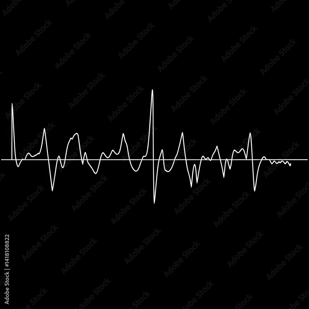 Obraz premium White audio waveform on a black background showing sound visualization art