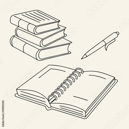 hand drawn vector illustration of books