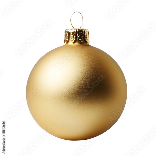 Gold Christmas Ball Ornament  Single, Round, Isolated on Transparent Background, Christmas decoration, Holiday, bauble