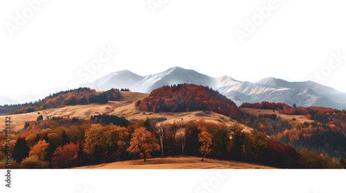 Fototapeta Naklejka Na Ścianę i Meble -  Captivating Landscape of Bieszczady Mountains in Autumn - Isolated View