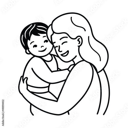 Vector illustration of mother embracing her child sharing a loving moment depicting family love