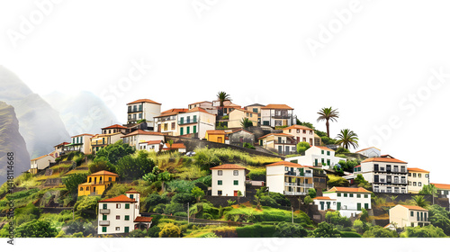 Professional Aerial View of Isolated White Landscape of Portugal Island Madeira
