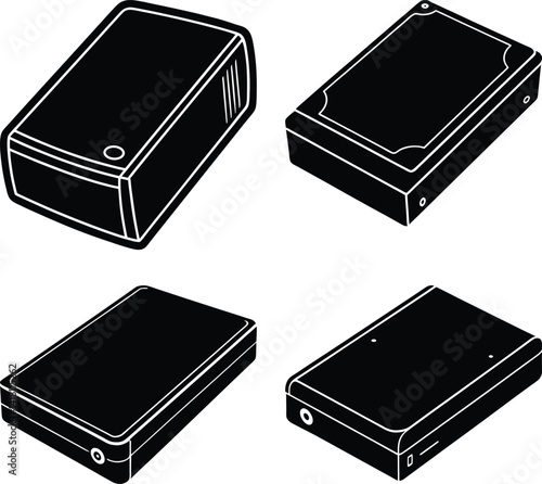 External Hard Drive Case silhouette vector