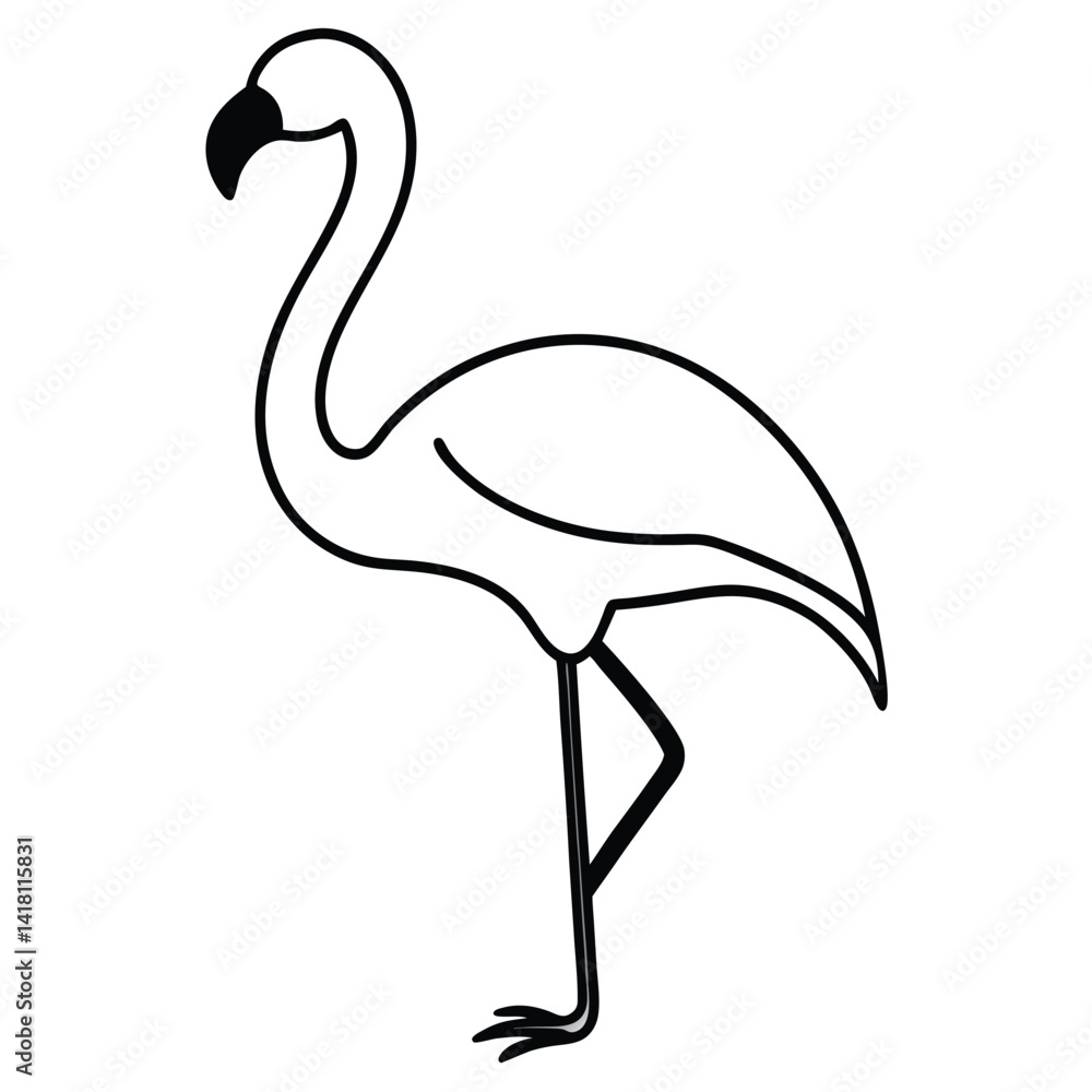 Obraz premium Flamingo line art isolated on white background