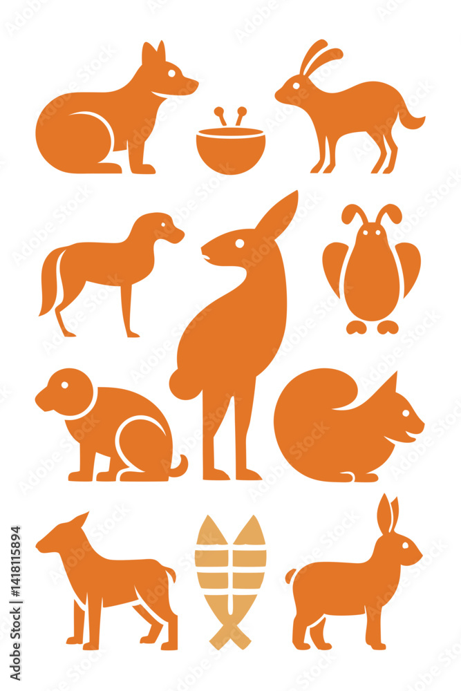 Fototapeta premium Orange animal and nature design for logo elements