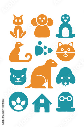 Collection of Cute Pet and Animal Icons Illustration