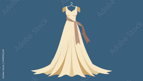 A flowy maxi dress made entirely from old bed sheets sewn together and adorned with ribbons and lace showcases the versatility and creativity of. Vector illustration
