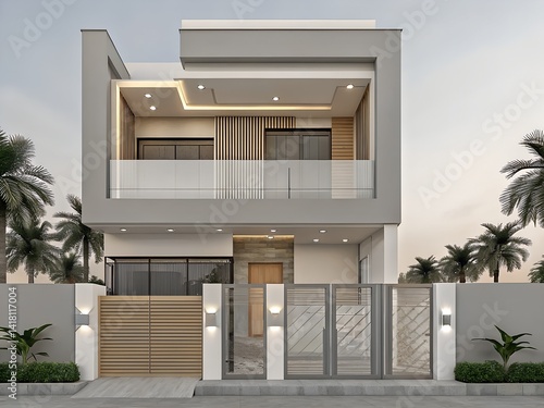 Contemporary Modern House Exterior with Geometric Design