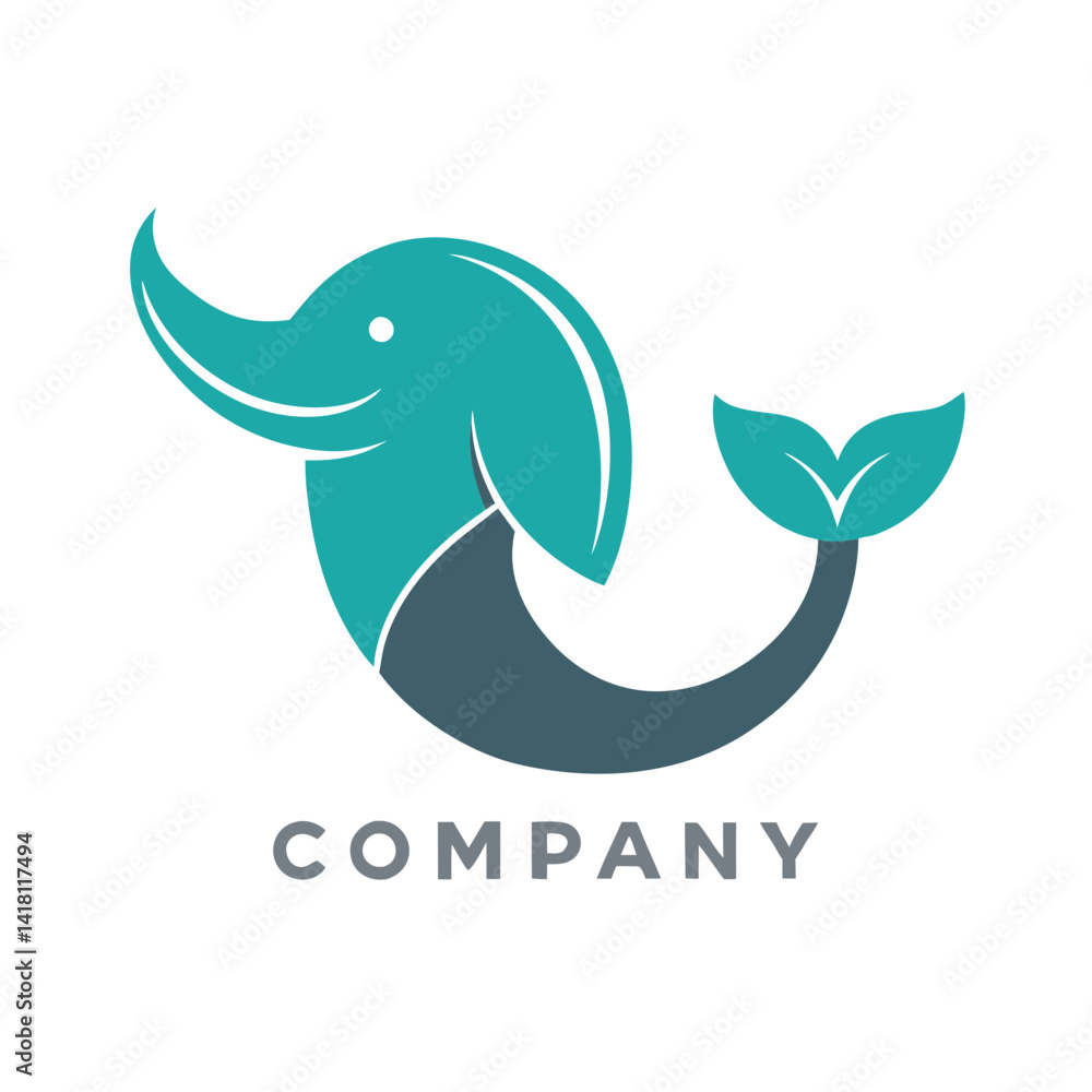 Naklejka premium Elegant Dolphin Logo Design with Leaf Tail Concept