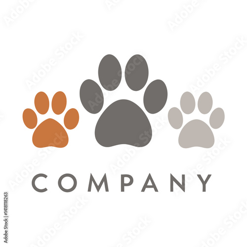 Elegant pet care logo featuring paw prints design