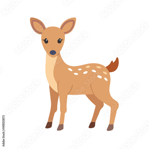 Cute cartoon fawn standing on a black background