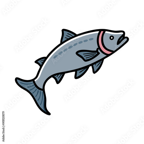 Stylized Fish Illustration on Black Background for Seafood
