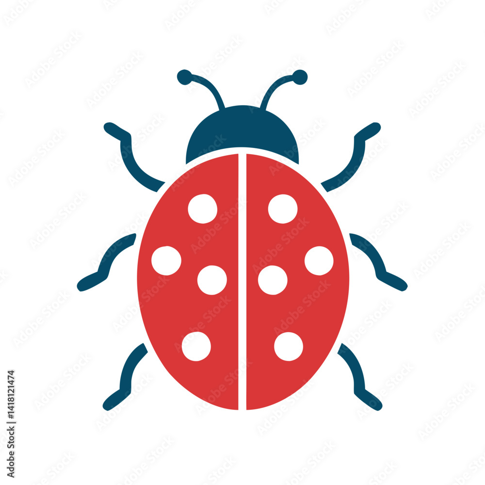 Fototapeta premium Simple Red and Blue Ladybug Graphic on Black