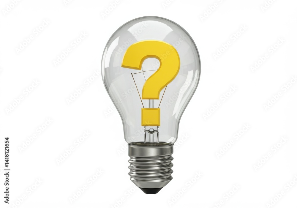 A lightbulb with a yellow question mark inside isolated on white background A lightbulb with a yellow question mark inside isolated on white background