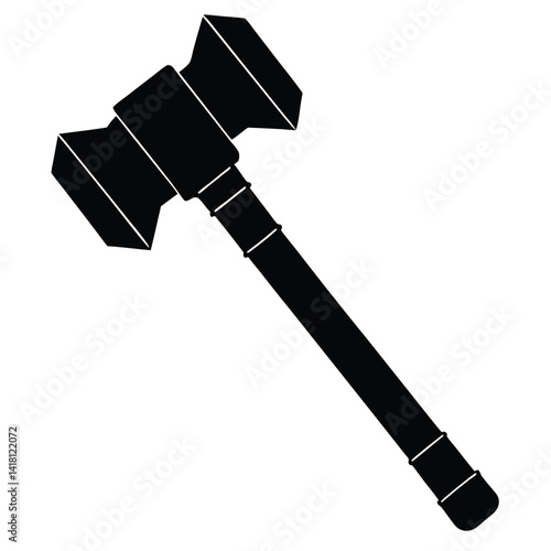 War hammer silhouette vector isolated on white background