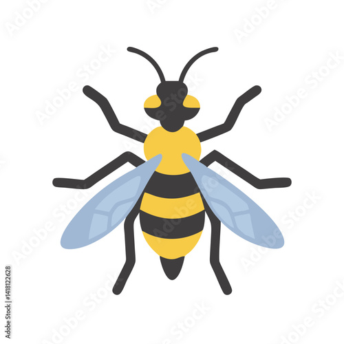 Cartoon Bee Illustration with Black Background, Vector Image