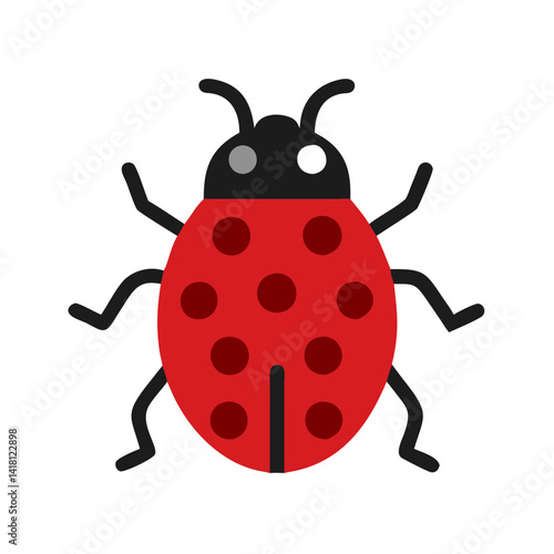 Cute red and black ladybug isolated on black background