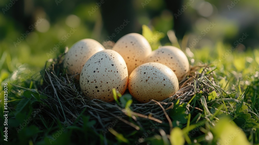 Obraz premium Colorful eggs in meadow