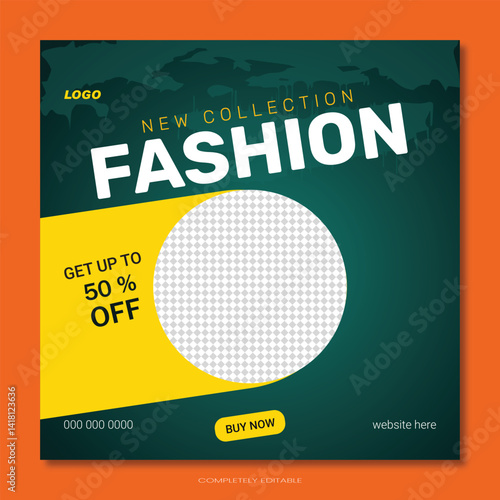Fashion sale social media post template design. Suitable for social media post, instagram story and web ads.