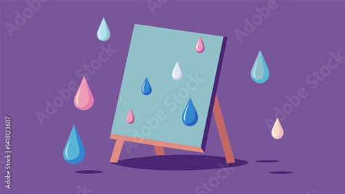 A realistic depiction of teardrops falling onto a pastel canvas showcasing the cathartic release of emotions through the act of creating.. Vector illustration