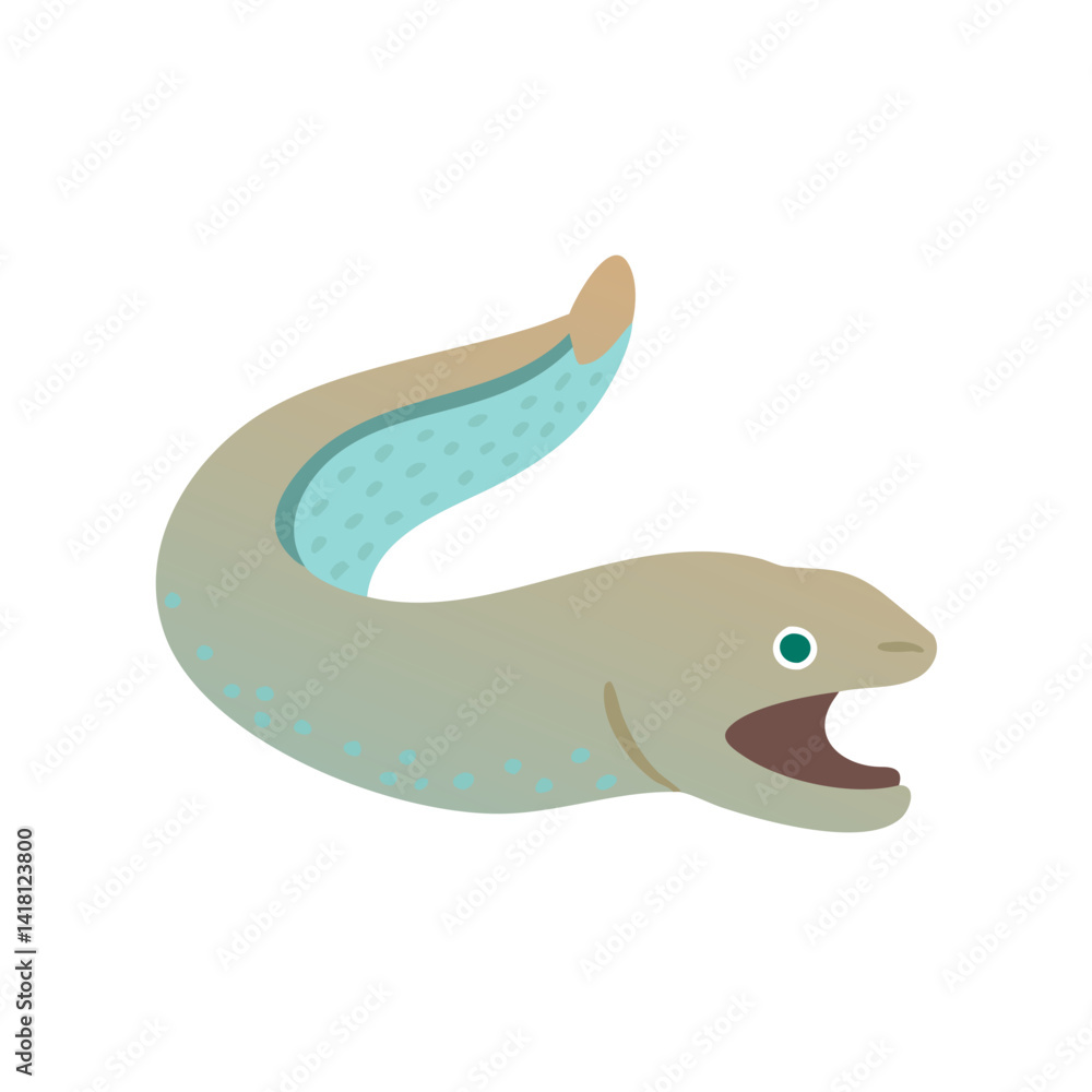 Cartoon Moray Eel Illustration on Black Background Cartoon Moray Eel Illustration on Black Background