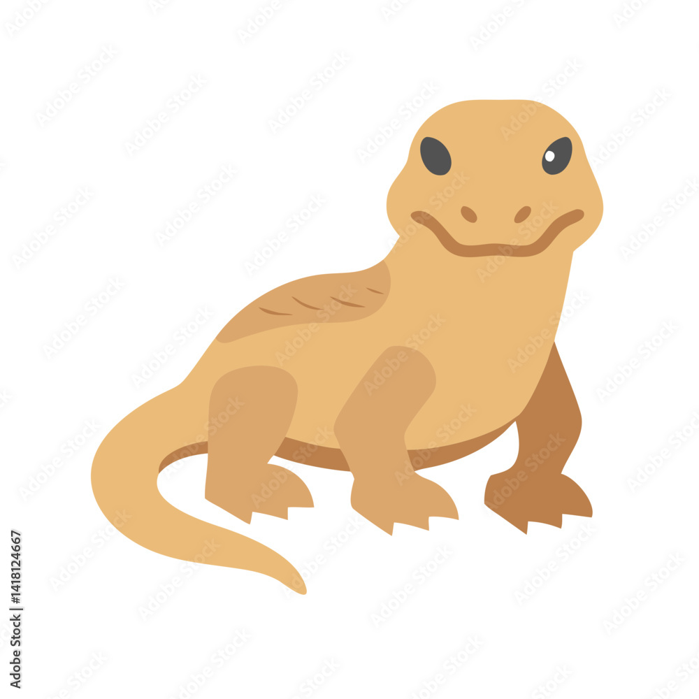 Cartoon Bearded Dragon Vector Illustration on Black Background