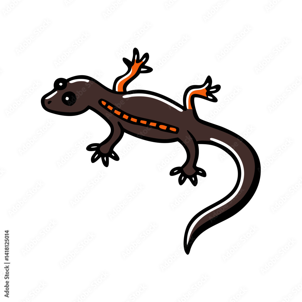 Naklejka premium Eastern Newt Illustration - Graphic, stylized and clean