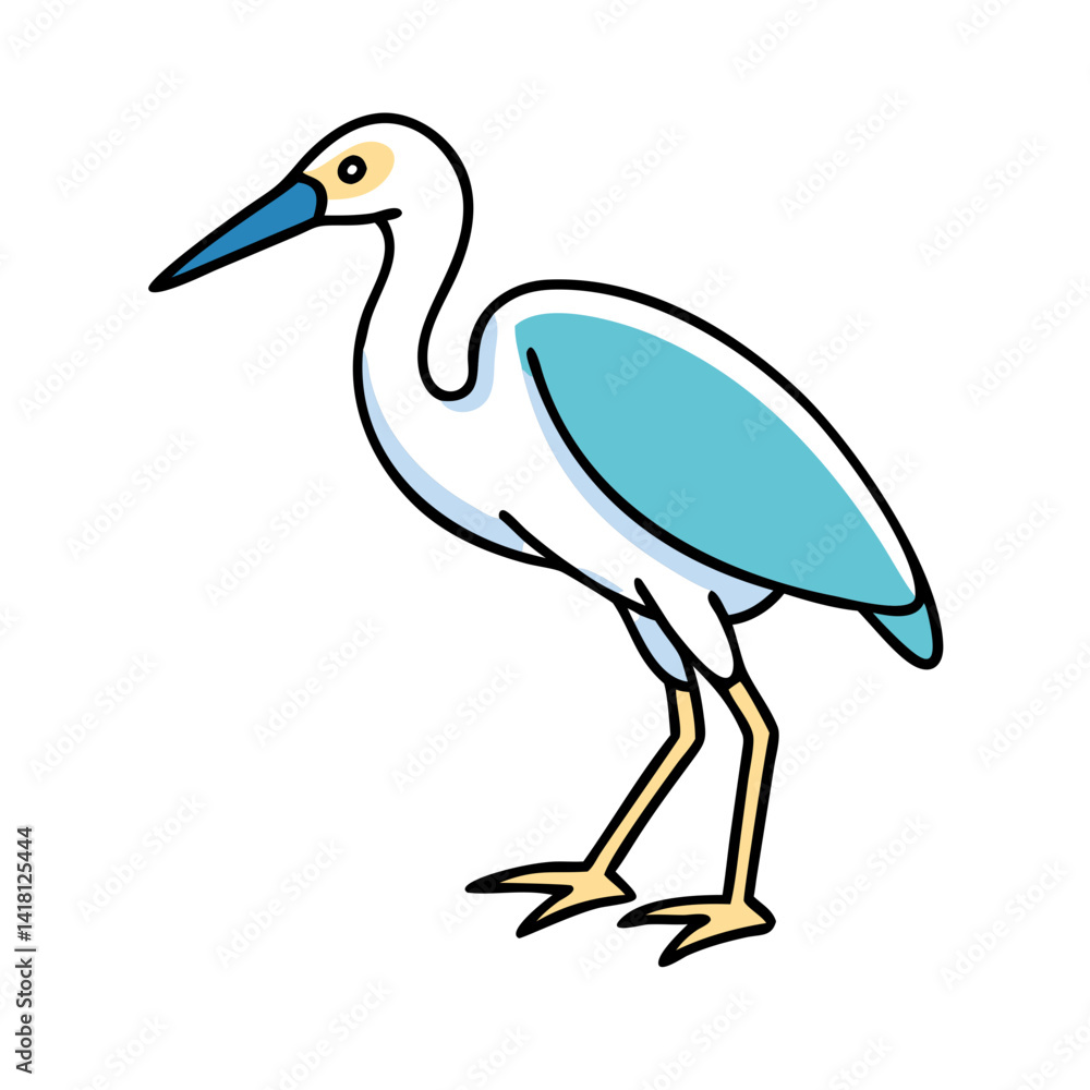 Fototapeta premium Minimalist Blue Heron Illustration on Black Background Design
