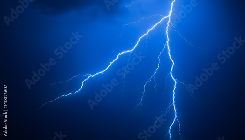 Wallpaper Mural lightning bolt striking through a dark blue sky Torontodigital.ca