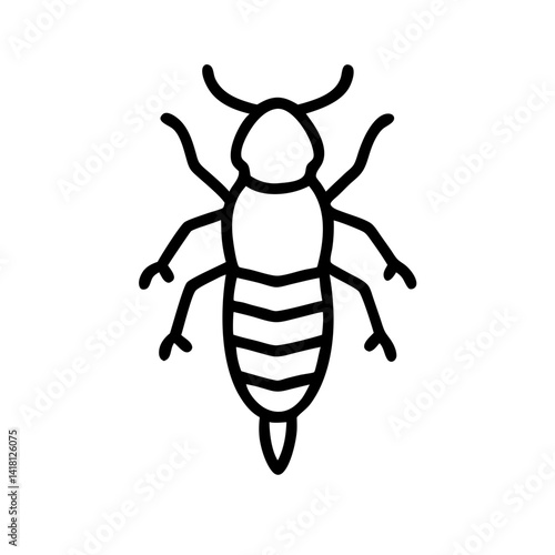Mole Cricket Illustration in Simple Black Line Art,  icon, vector  