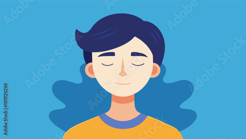A selfportrait drawn with closed eyes representing the idea of looking inward and trusting ones inner self during the theutic process.. Vector illustration