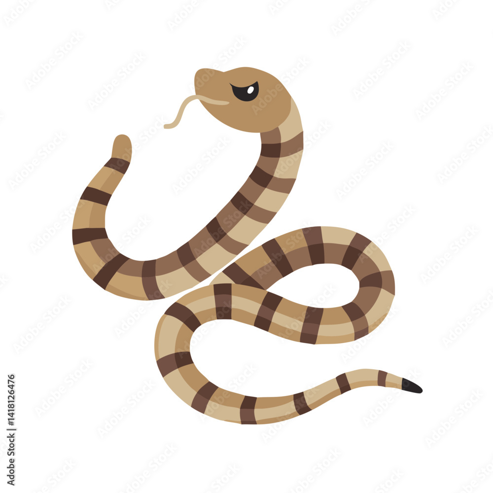 Fototapeta premium Cartoon Rattlesnake Illustration on a Black Background