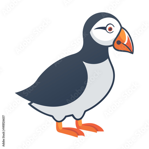 Cartoon Atlantic Puffin Illustration with Bold Colors and Design