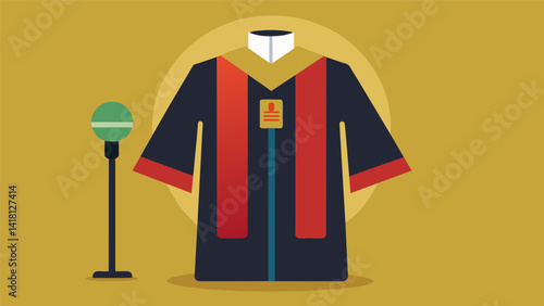 A vintage choir robe worn by a wellknown member of the churchs choir accompanied by a recording of their powerful vocals.. Vector illustration