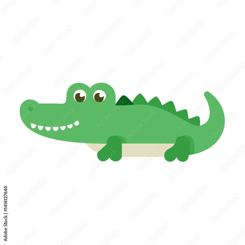 Fototapeta premium Cartoon alligator graphic illustration on a black background