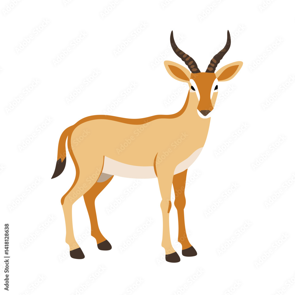 Elegant Cartoon Gazelle Illustration on Black Background Vector Elegant Cartoon Gazelle Illustration on Black Background Vector