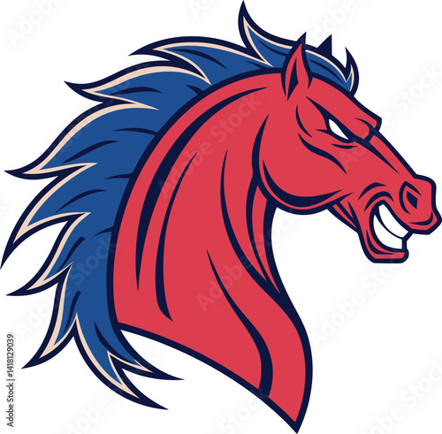 Wallpaper Mural Red and Blue Horse Head Mascot Vector Fierce Sport Emblem Torontodigital.ca