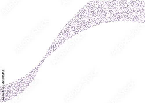 ハート柄の背景 紫系の3色 フチハート