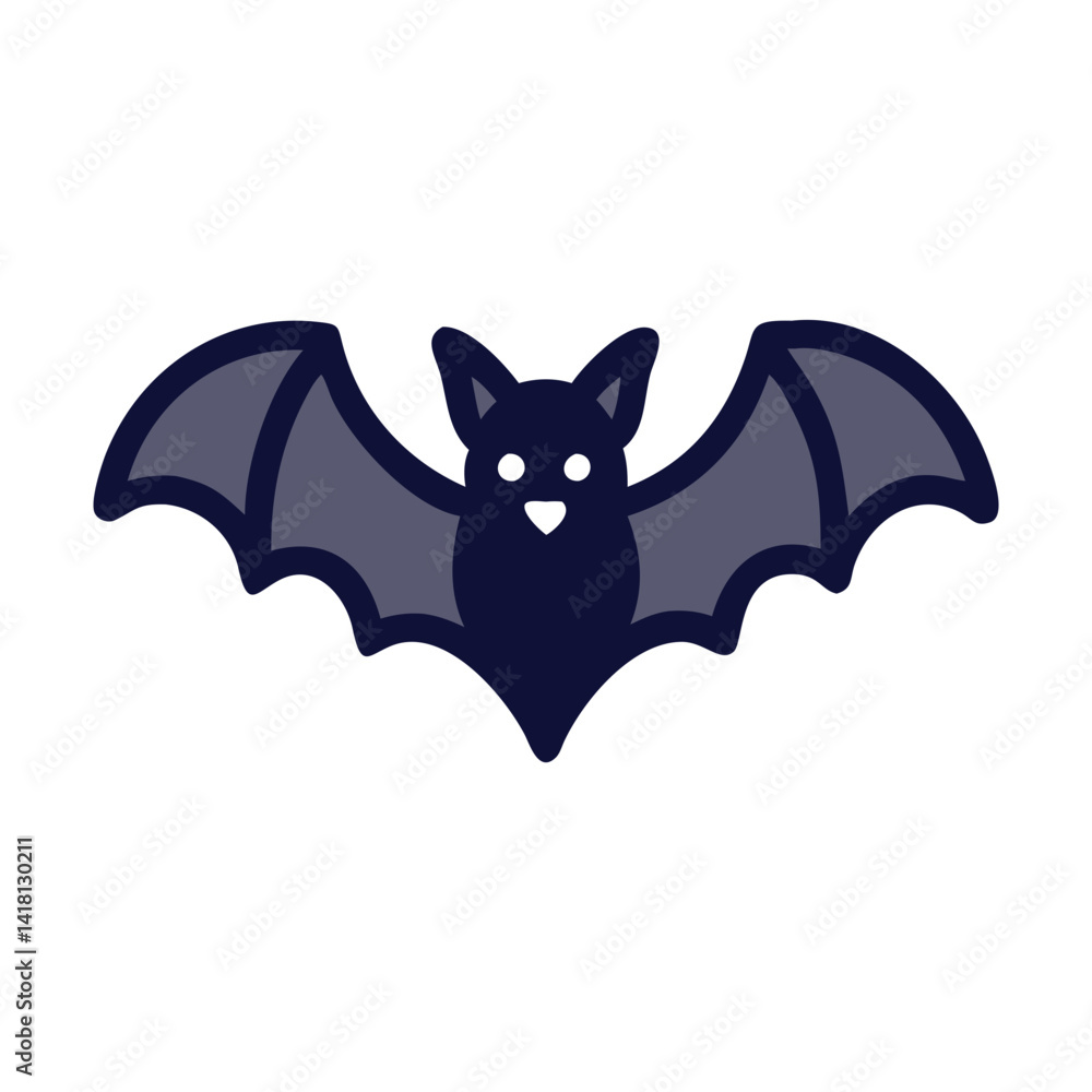 Cute Halloween Bat Icon with Dark Color Palette Cute Halloween Bat Icon with Dark Color Palette