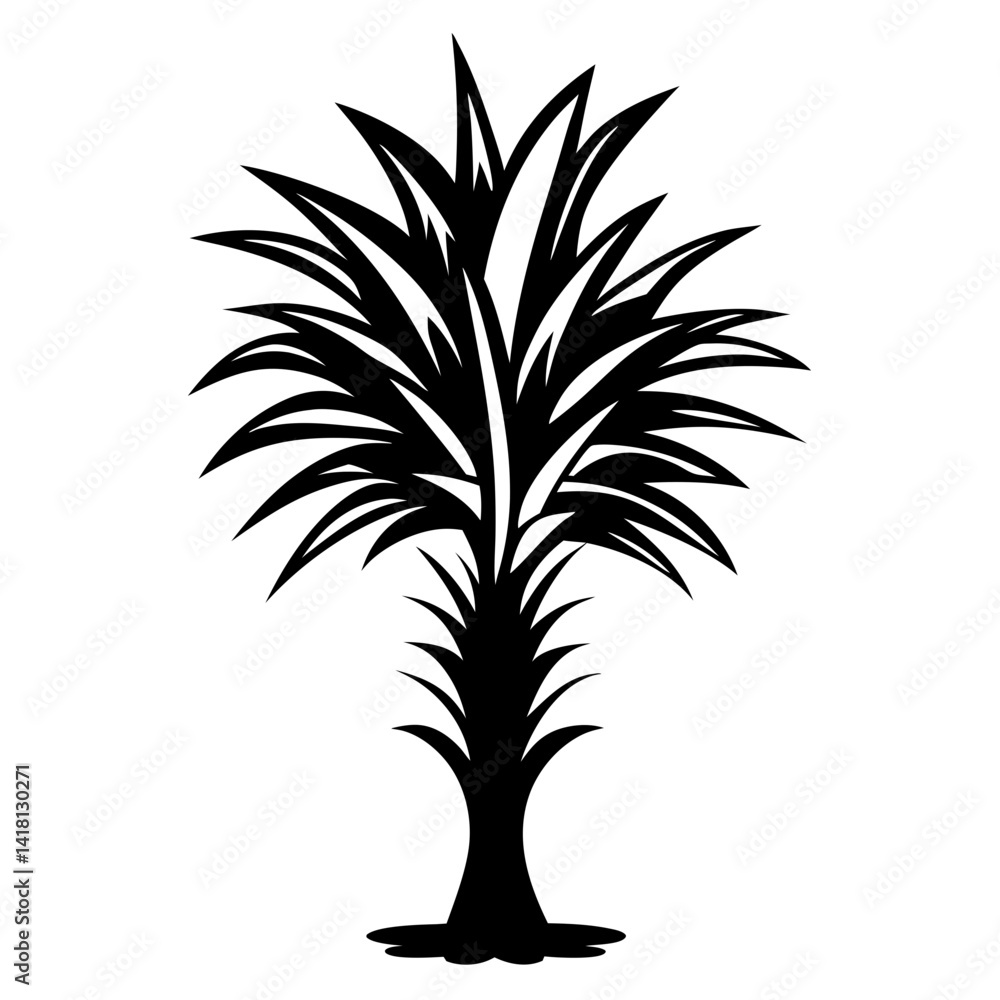 Obraz premium Striking Black and White Silhouette of a Palm Tree Against White Background