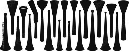 Collection of Spatula Silhouettes on a Checkered Pattern Vector Image