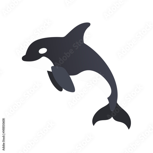 Wallpaper Mural Simple, stylized killer whale illustration on black background Torontodigital.ca