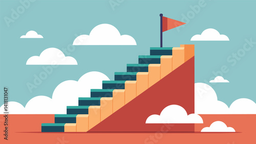 A staircase leading to a higher level representing personal growth and achievement.. Vector illustration