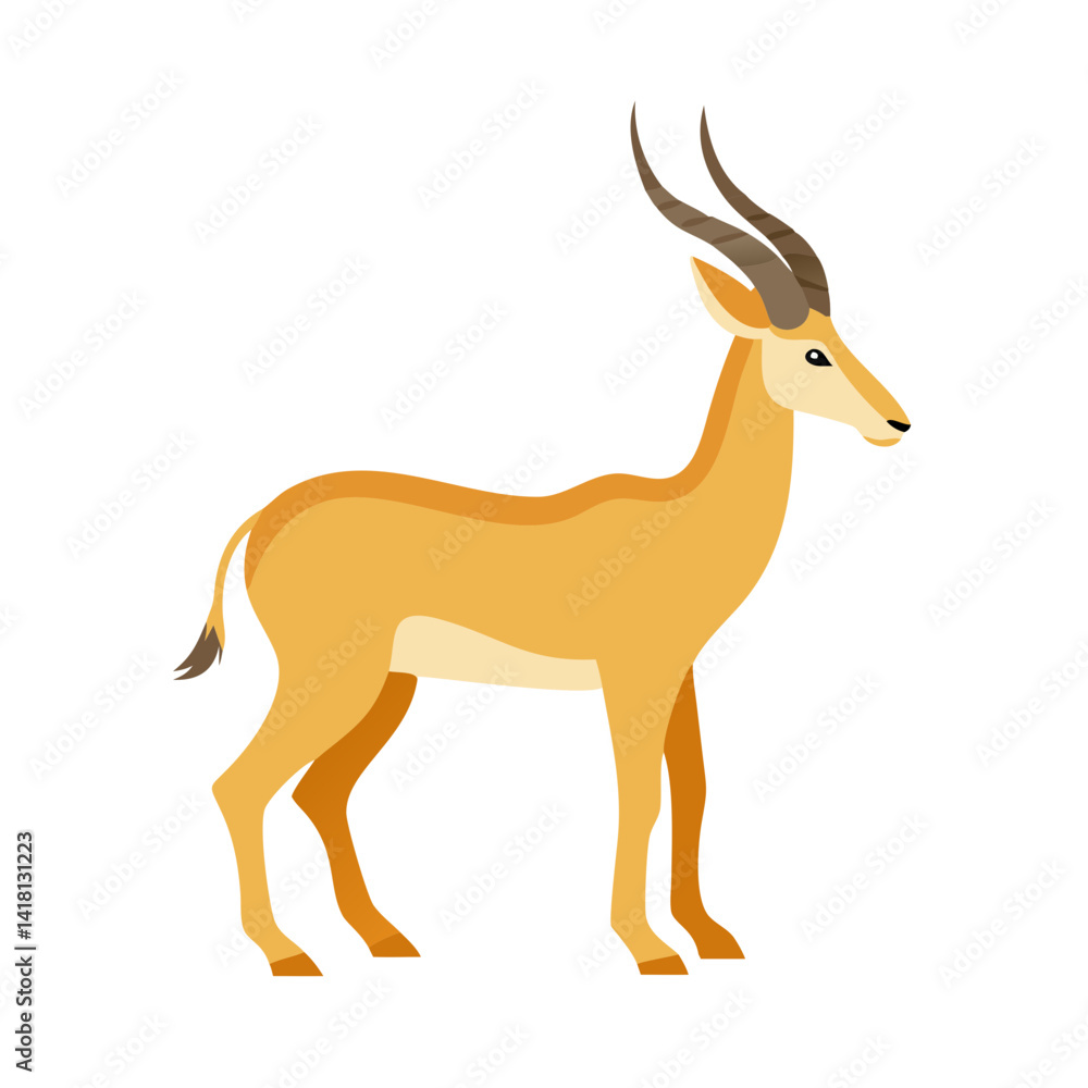 Elegant Gazelle Vector Illustration on Black Background Elegant Gazelle Vector Illustration on Black Background