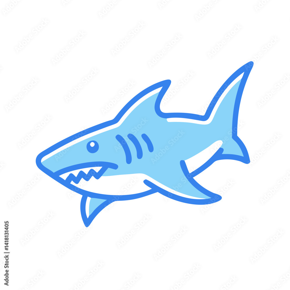 Stylized Blue Shark Illustration Isolated on Black Background Stylized Blue Shark Illustration Isolated on Black Background