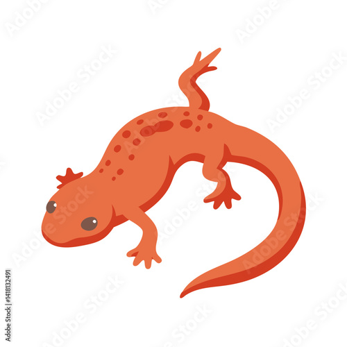 Cute Cartoon Eastern Newt Illustration on Black Background