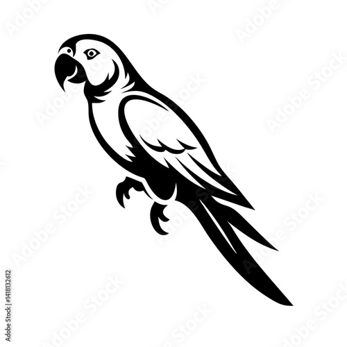 parrot, bird, silhouette, vector, black, , wild, animal, nature, illustration, tropical, exotic, wildlife, design, icon, fly, perched, jungle, graphic, beak, wings, feather, macaw,