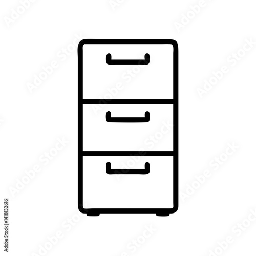 Three Drawer Vertical Filing Cabinet Icon Design