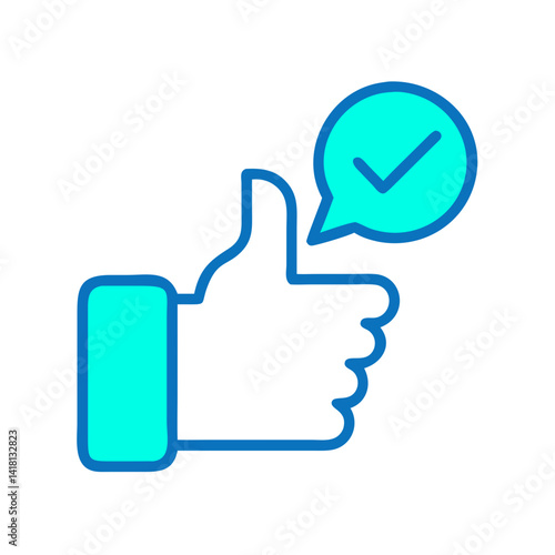 Thumbs Up with Confirmation Bubble Icon Design