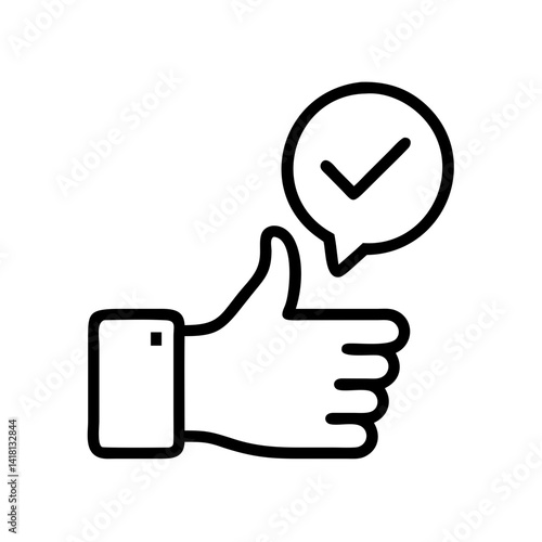 Thumbs Up with Confirmation Bubble Icon Design